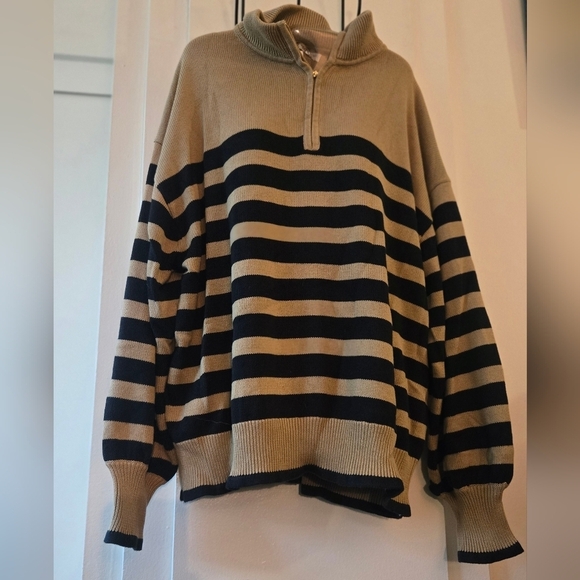 J. Crew Sweaters - J. Crew Tan Black Stripe Knit Sweater